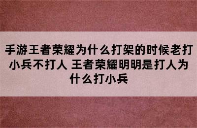 手游王者荣耀为什么打架的时候老打小兵不打人 王者荣耀明明是打人为什么打小兵